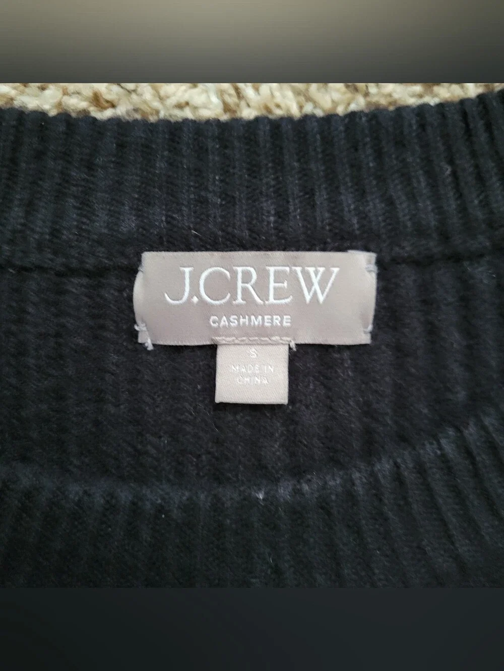J. Crew Ribbed 100% Cashmere Oversized Crewneck Sweater Black Crew Size Small